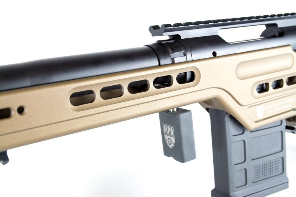 SMG Company Makes a Precision Rifle? MPA BA Lite PCR—Full Review The rotating barricade brace can be instantly moved to just about anywhere on the hand guard area.