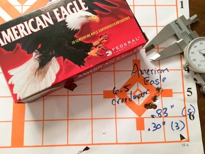 American Eagle did just fine too, putting three shots into just under one-third of an inch. 