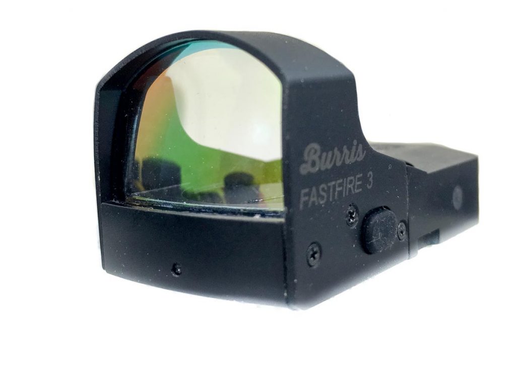 With a reflex sight like this Burris FastFire 3, an LED lamp is reflected onto the lens. 