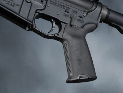 Magpul’s MOE+ pistol grip provides a positive purchase as well as a storage compartment. Image courtesy of Camera1.