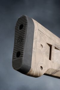 The buttpad is designed to help reduce perceived recoil, and provided spacers can adjust the length of pull.