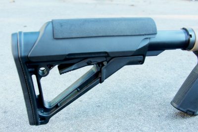 The Magpul CTR stock and cheek riser are standard equipment on the MVP-LC. 