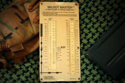 The Mildot Master has been issued to US forces for over a decade. It's simplicity and accuracy allows you to range long distance targets without a calculator.