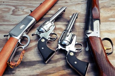  Stoeger Coach Gun Supreme. Pistols: Ruger SASS New Vaquero set. Rifle Rossi 1892.