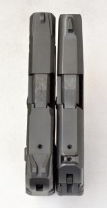 The overall dimensions of the new LCP II (left) are quite similar to that of the original LCP pistol.