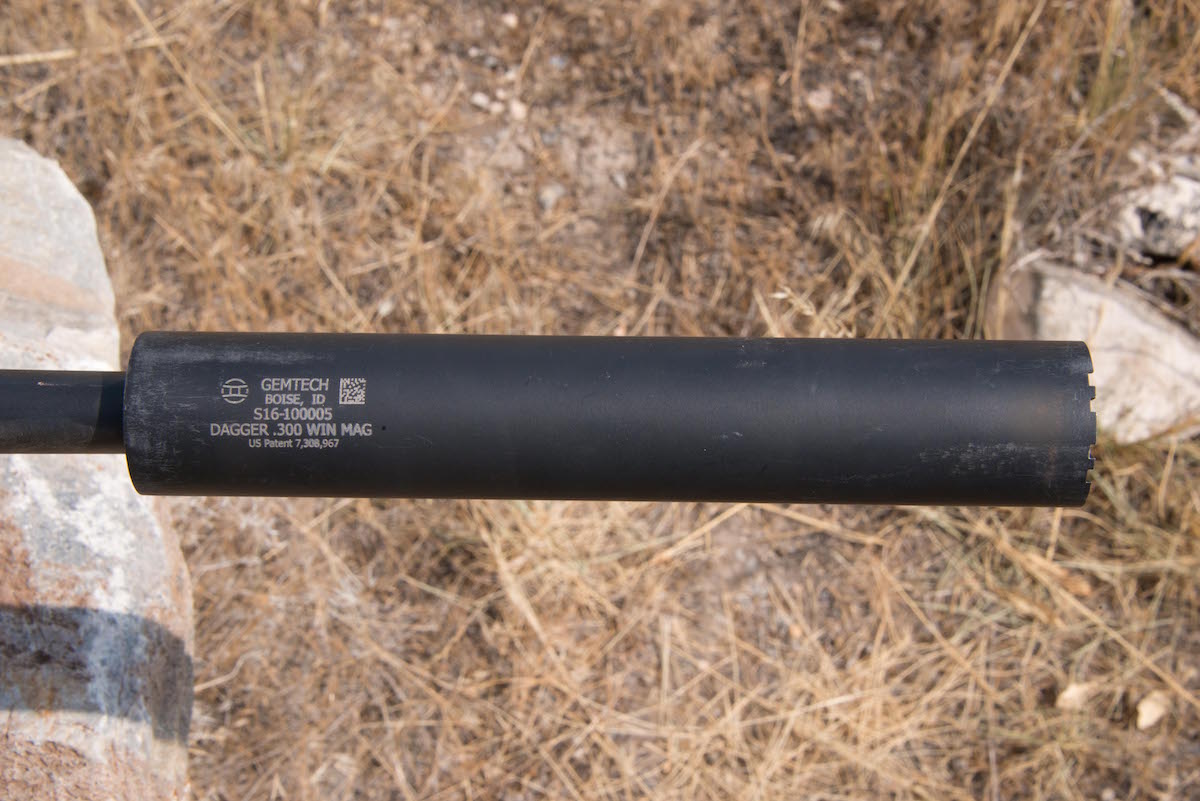 The GEMTECH Dagger used by the author fit easily on the rifle's threaded muzzle, and is rated up to .300 WM.