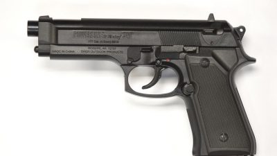 A Daisy Powerline 340 bb gun similar to the replica gun carried by 14-year-old Dedric Colvin when he was shot by Baltimore Police last April. The replica gun resembles a Beretta M9. (Jerry Jackson / Baltimore Sun)