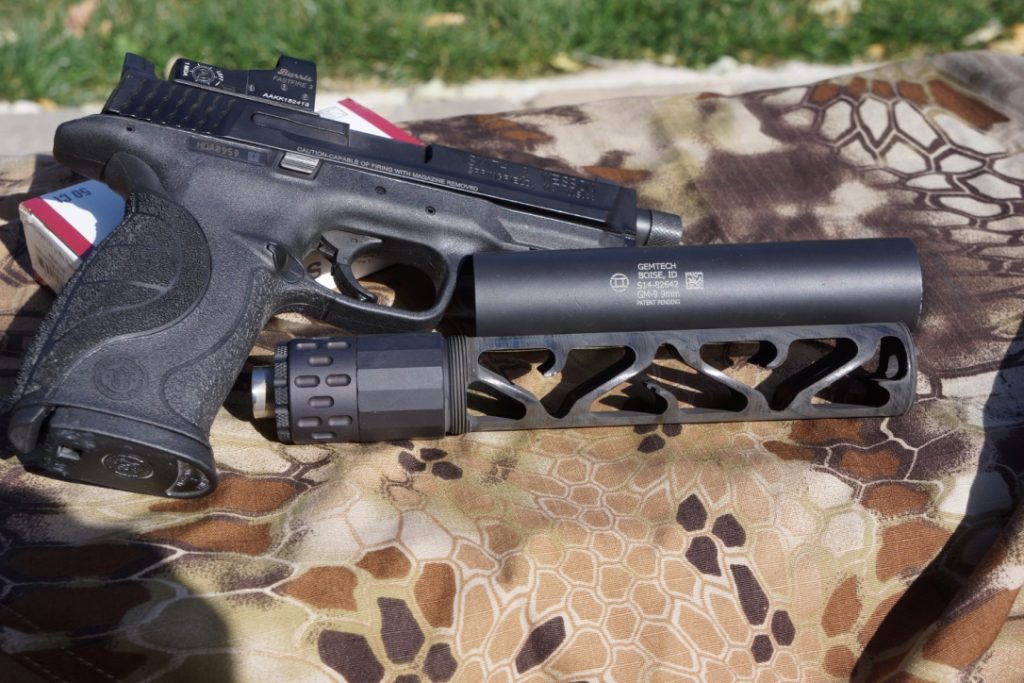 The GM-9 GEMTECH suppressor's baffle stack is shown here.