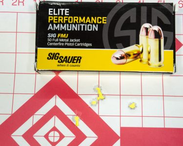 The Sig Sauer Elite FMJ ammo shot a 2.58-inch, five-shot group at 25 yards.