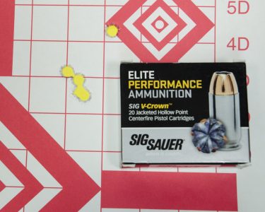 And the best performer was the Sig Elite V-Crowm load, with a 1.921-inch, five-shot group.