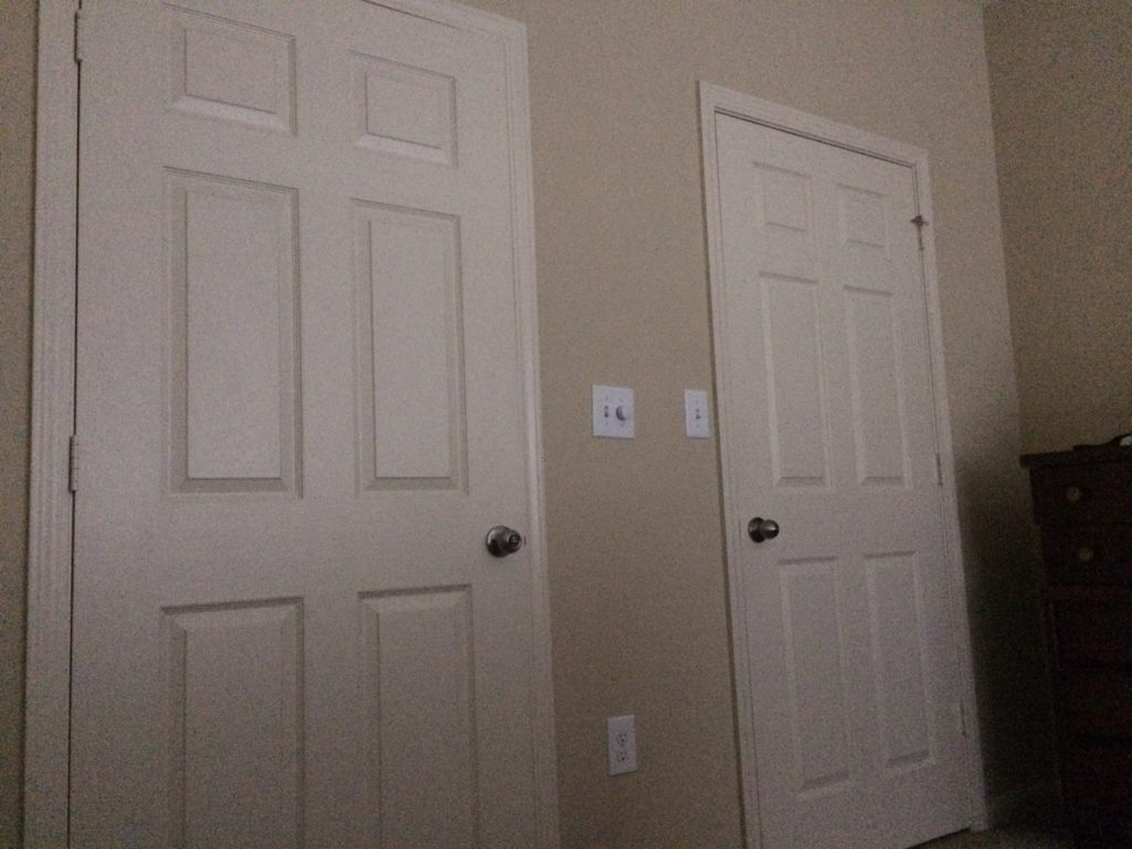 Time Yourself! How Long Does it Take to Execute Your Home Defense Plan? The two doors. The one on the left is the exit. The one on the right is the closet.