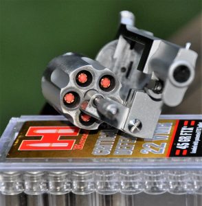 A 6.7-Ounce CCW Magnum? The Five-Shot Sidewinder—Full Review. The author also tried the NAA Sidewinder out with some dedicated self-defense .22 Magnum loads such as this Hornady Critical Defense offering.