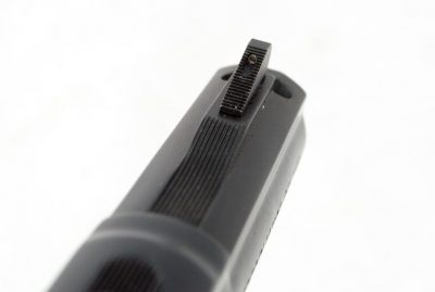 The front sight blade has a Tritium insert for low-light use. 