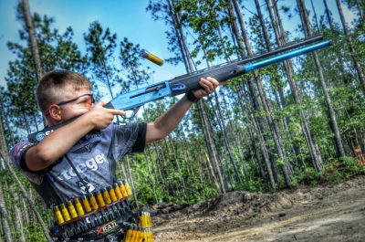 Author's son competing in a 3 gun match at 11 years old.