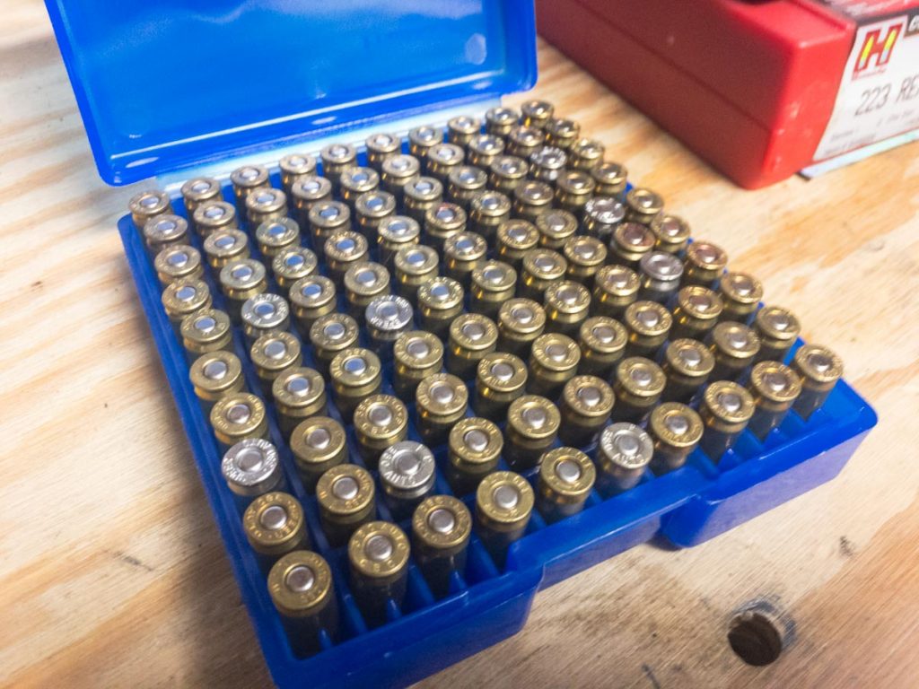 If you load handgun cartridges nose down, you can scan the whole box at once for any missing or upside-down primers. 
