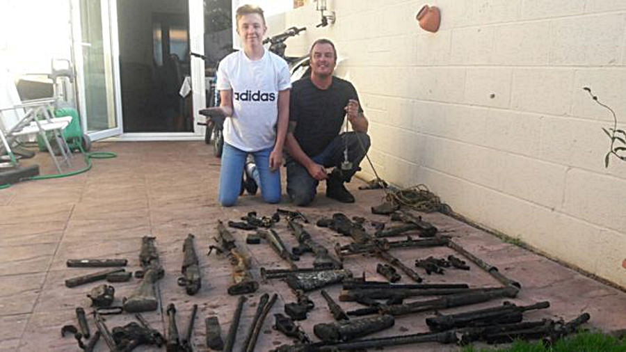 British Father and Son Find Dozens of Guns Fishing with Magnets