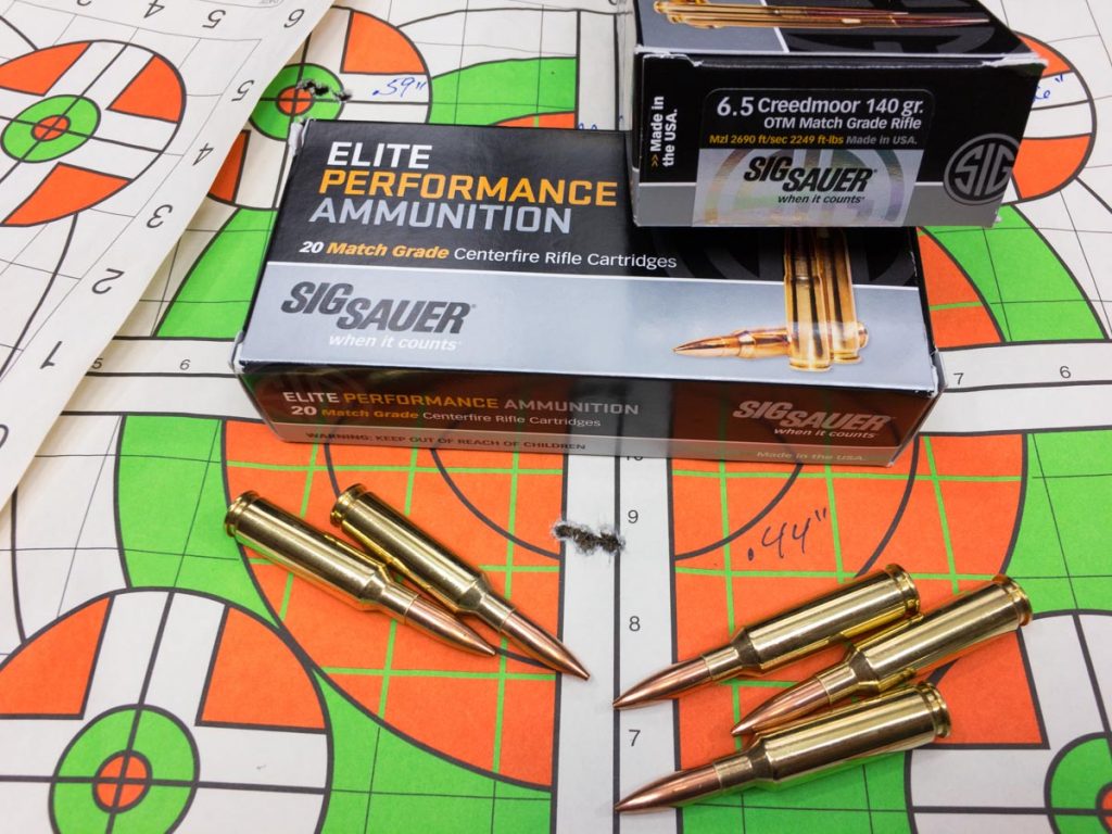 Sig Sauer's brand new 6.5mm Creedmoor OTM Match Grade ammo shot like a champ from the Masterpiece Arms MPA BE Lite rifle. This is a five-shot group from 100 yards.