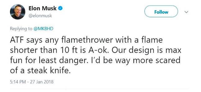 Elon Musk Made a 0 Flamethrower and Sold 15,000 Units in 3 Days