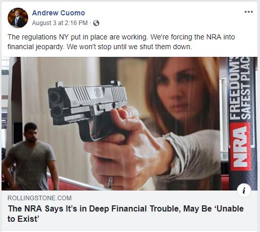 ACLU Backs NRA, Files Brief Condemning New York Gov. Cuomo