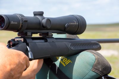A laser-enabled scope like this Burris Eliminator allows you to place a perfect long-range shot without taking your eye off target.
