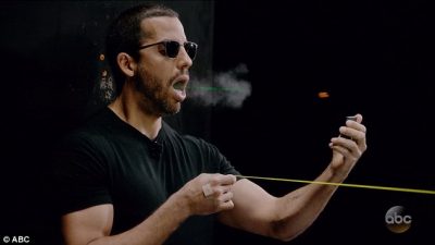 Magician David Blaine Catches Bullet in Mouth