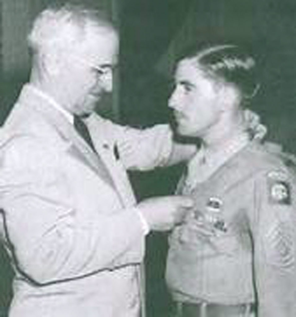 President Truman presenting Leonard Funk with the Medal of Honor