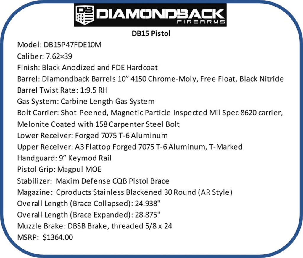Brace Yourself, Diamondback Firearms DB15 Pistol in 7.62x39