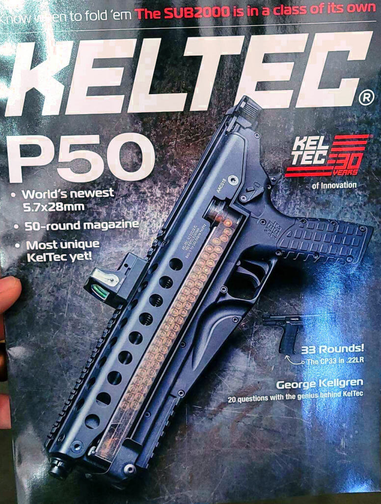 Very Real-Looking Flyer for KelTec 'P50' 5.7x28mm FN P90-Mag Pistol Surface