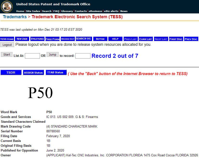 Very Real-Looking Flyer for KelTec 'P50' 5.7x28mm FN P90-Mag Pistol Surface