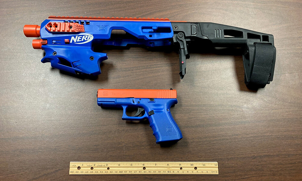 Artistic Criminal Paints Glock, Conversion Kit to Look Like Nerf Gun