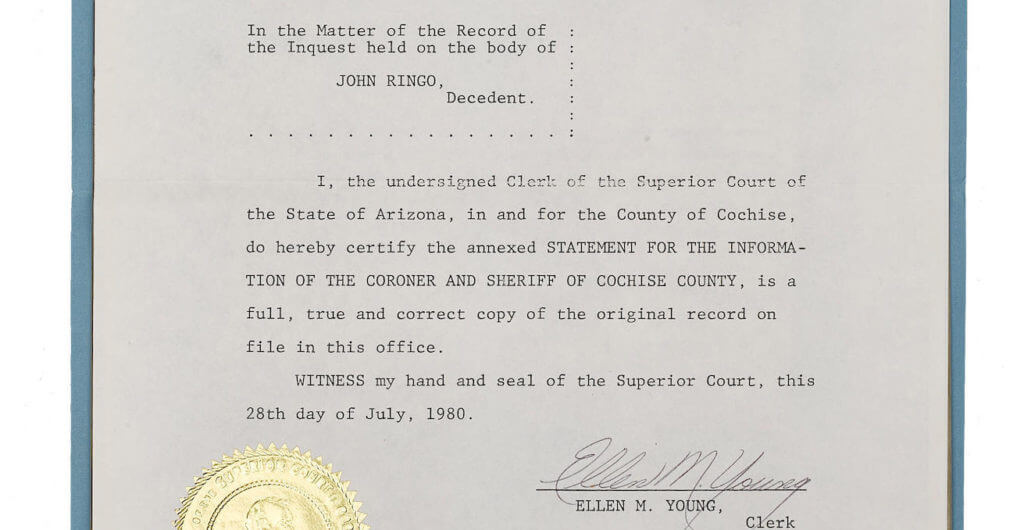 Johnny Ringo's Colt SAA Up for Auction! Johnny Ringo's Colt SAA Up for Auction!