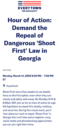 Everytown Hosts 'Hour of Action' to Demand Repeal of Georgia’s 'Racist, Shoot-First Law'