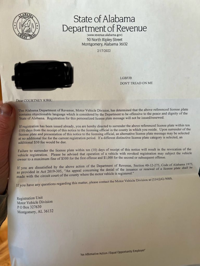 State Tells Gun Store Owner He Must Surrender ‘Let’s Go Brandon’ License Plate