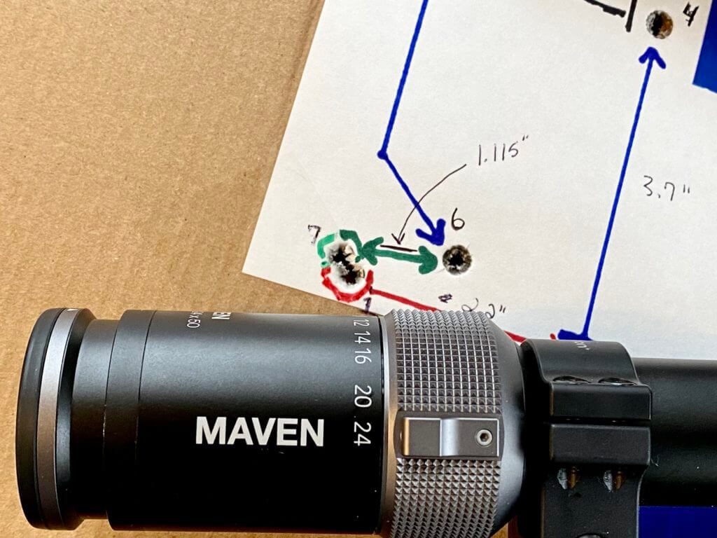 Maven RS.5 4-24x50 and chart showing accuracy