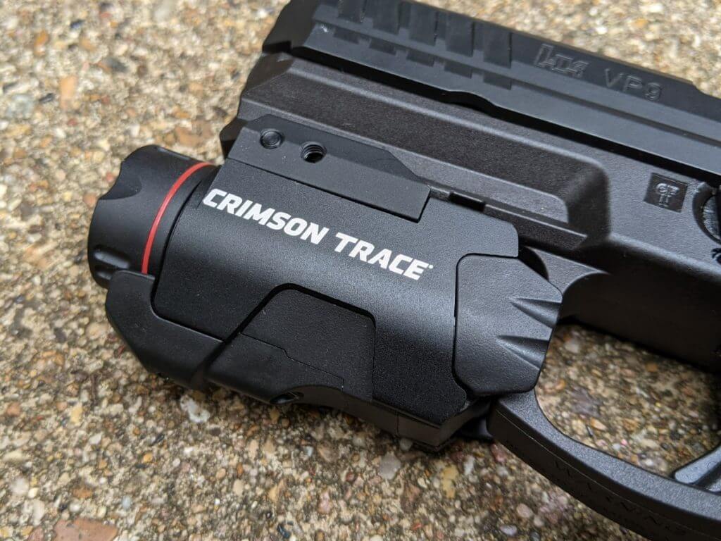 Crimson Trace light mounted on a pistol
