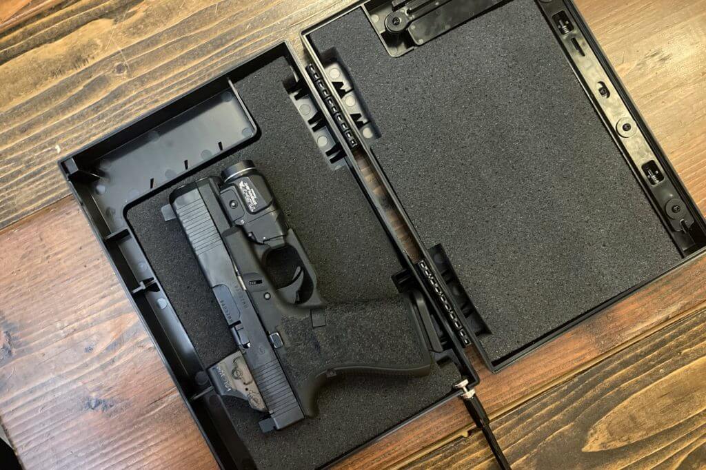 Secure handgun storage with StopBox