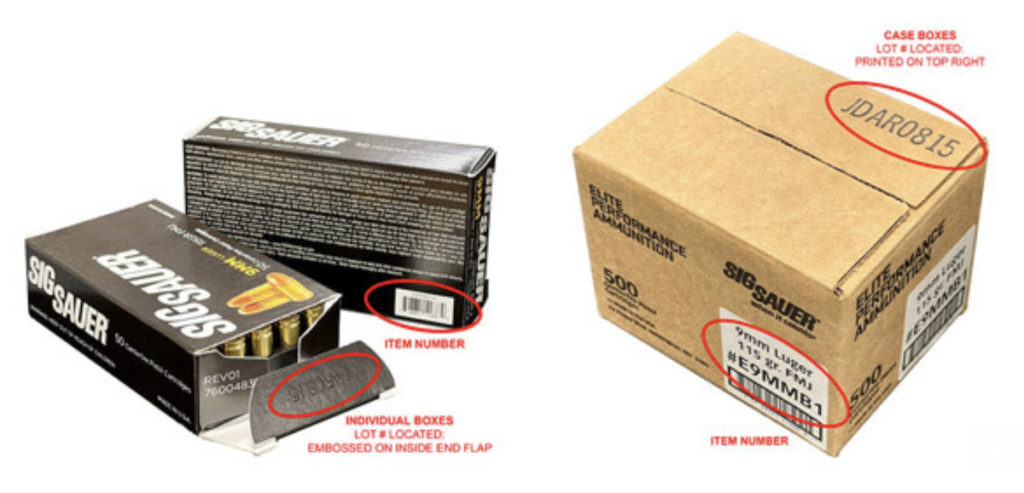 SIG SAUER 9MM, 115gr, Elite Ball, FMJ Product Warning and Recall Notice