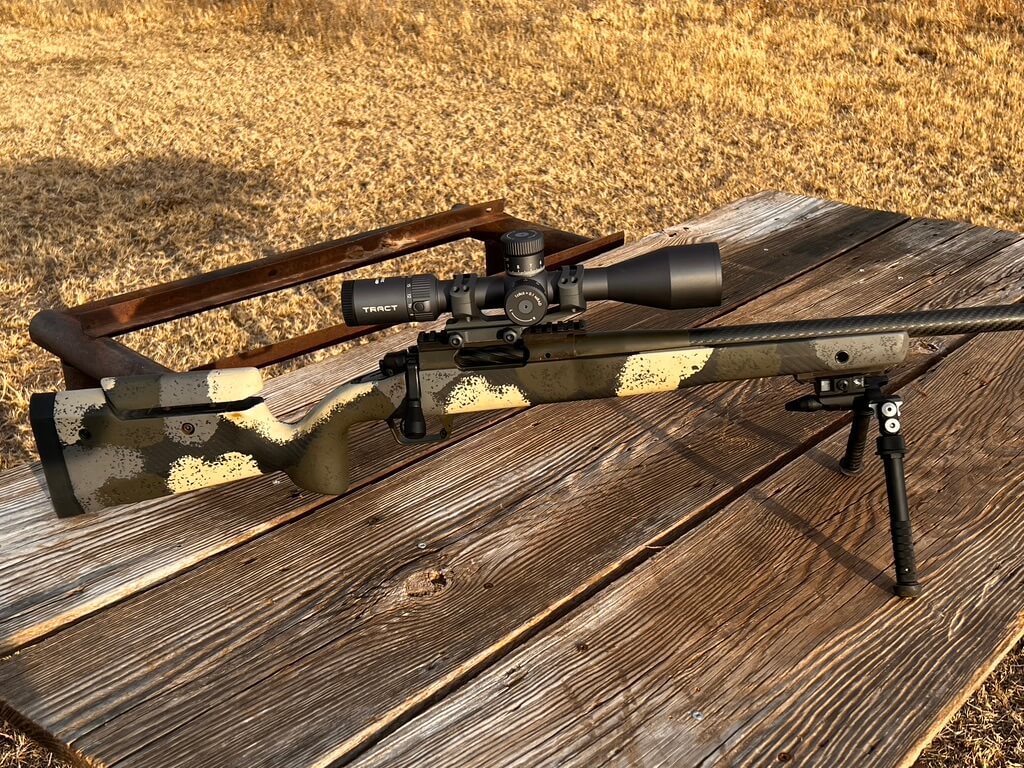 TRACT Optics TORIC in sniper grey mounted on Springfield Waypoint 2020 at sunset