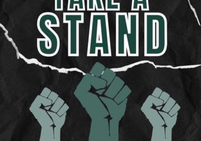 A "Take A Stand" banner.