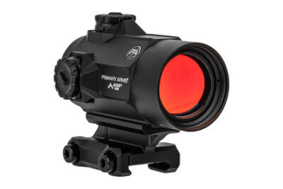 A angled view of the red dot sight.