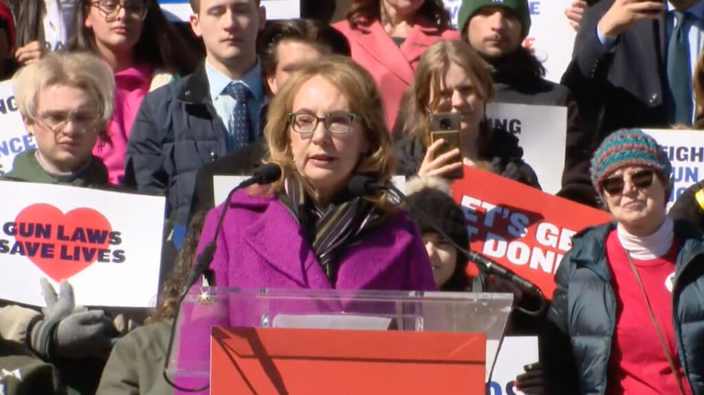 Gabby Giffords at a rally in Michigan.