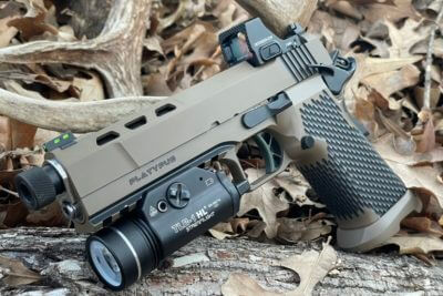 The Stealth Arms Platypus topped with the Vortex Defender-CCW and equipped with the Streamlight TLR-1 HL