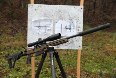 The Bergara MgLite in 6.5 Creedmoor Suppressed with AB Suppressor at the range for an accuracy test.,