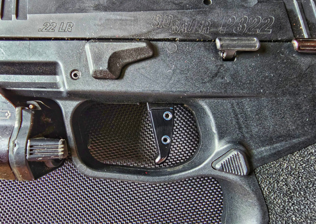 Armory Craft P322 installed in the SIG P322 pistol side view of the installation screws