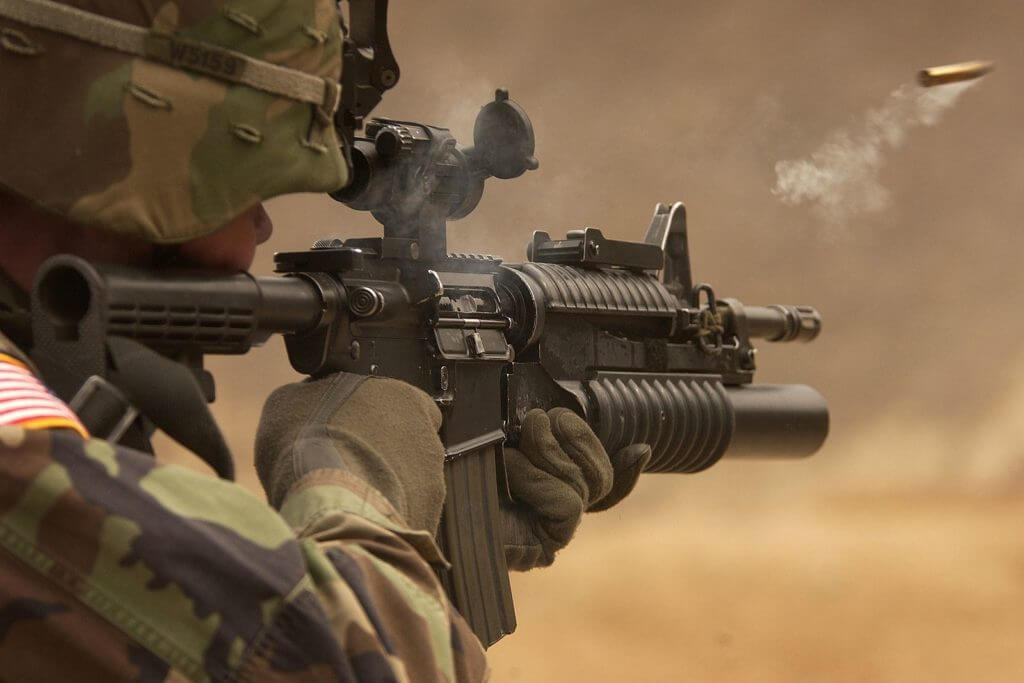M4 Rifle, similar to a AR15, in action