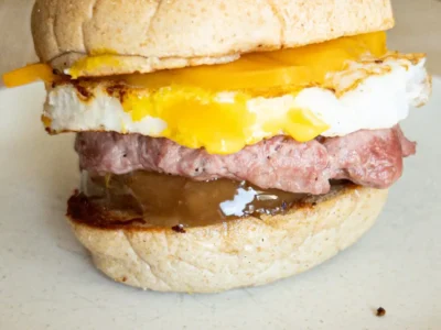 Simple Gourmet: Game Sausage, Duck Egg, & Apple Breakfast Sandwich