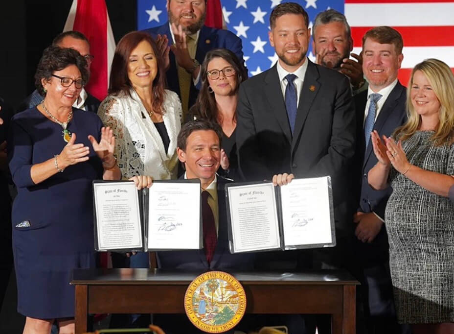 Gov. Rob DeSantis during the signing.