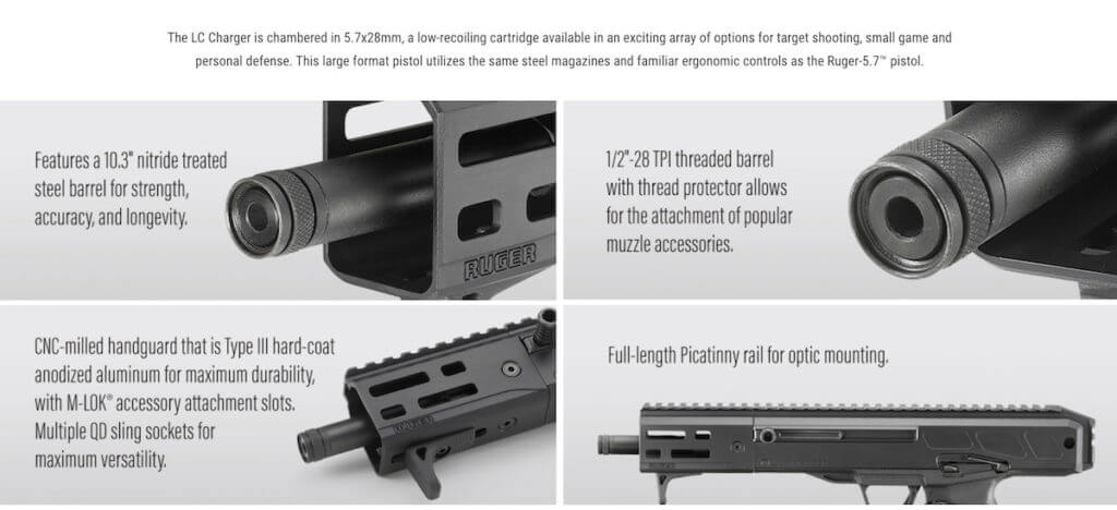 Features of the Ruger LC Charger in 5.7mm.