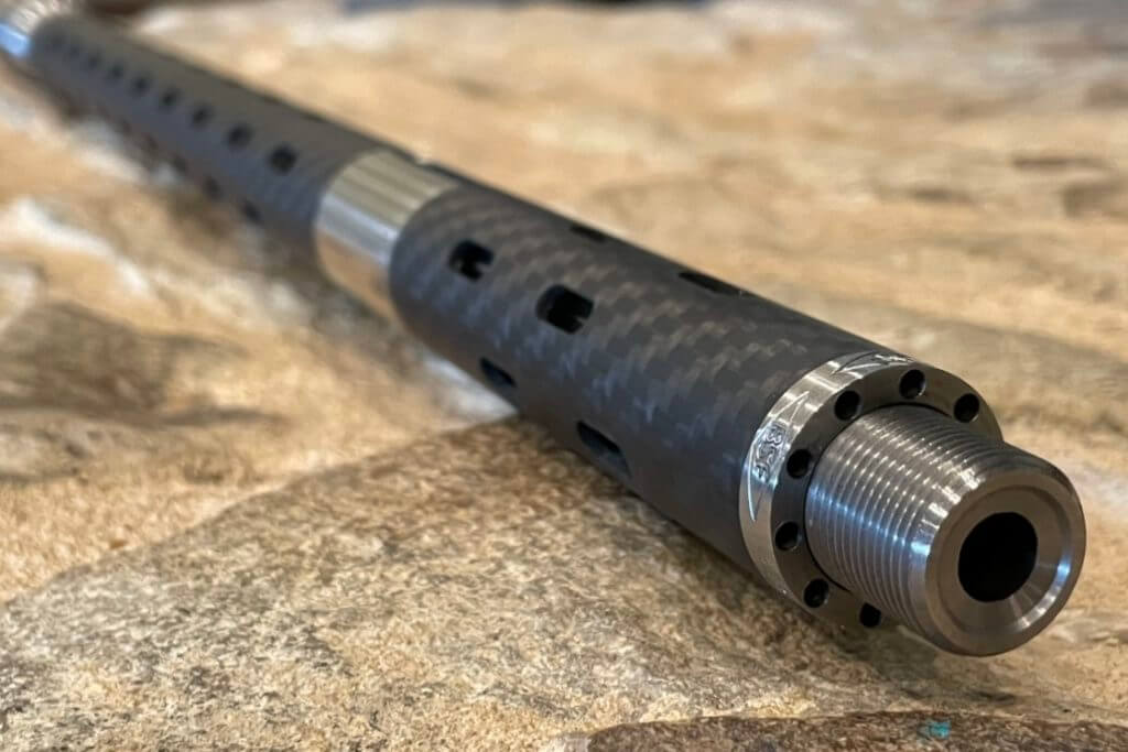 Meet the Ultralight Crown Precision Elite AR10 BSF 416R stainless match barrel with roll-wrapped carbon fiber sleeve