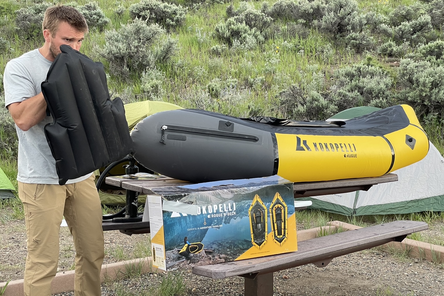 Backcountry Rafting: 9.1lb Kokopelli Rogue R-Deck Packraft Review The seat for the Kokopelli Rogue is quickly inflated and quite comfortable